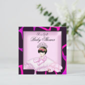 Invitation Baby shower fille Hot rose noir Tiara (Debout devant)