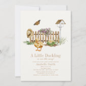 Invitation Baby shower fille Jardin d'aquarelle canard (Devant)