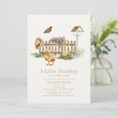Invitation Baby shower fille Jardin d'aquarelle canard (Debout devant)