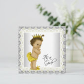 Invitation Baby Shower Fille Jaune et Gris (Debout devant)