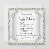 Invitation Baby Shower Fille Jaune et Gris (Dos)
