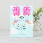Invitation Baby shower fille jumeaux (Debout devant)