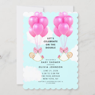 Invitation Baby shower fille jumeaux