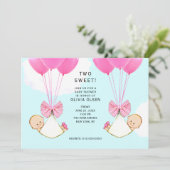 Invitation Baby shower fille jumeaux (Debout devant)