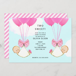 Invitation Baby shower fille jumeaux