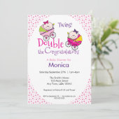Invitation Baby shower fille jumelle (Debout devant)