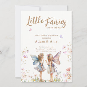 Invitation Baby shower fille jumelle Little Fairie