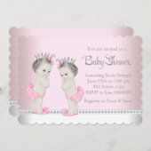 Invitation Baby shower fille jumelle mignonne (Devant / Derrière)