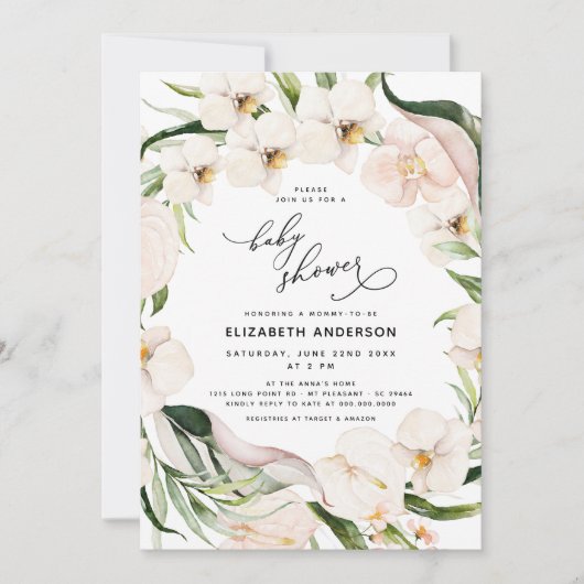 Invitation Baby shower Fille Jungle rose pâle (Devant)