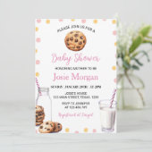 Invitation Baby shower Fille Lait Et Cookies (Debout devant)