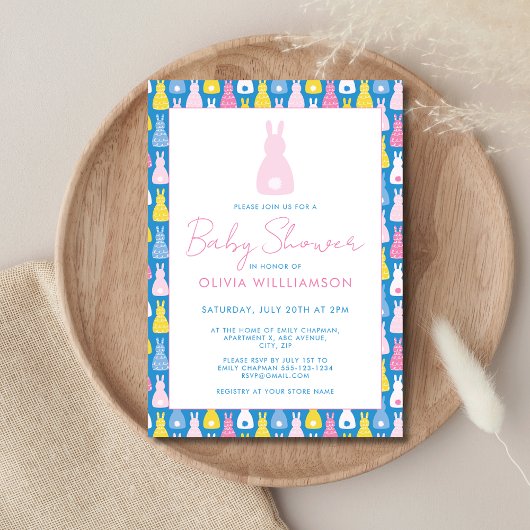 Invitation Baby shower fille lapin lapin