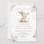Invitation Baby shower fille lapin mignonne (Devant)