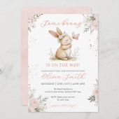 Invitation Baby shower fille lapin mignonne (Devant / Derrière)