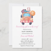 Invitation Baby shower fille lapin mignonne (Devant)