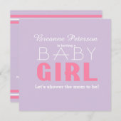 Invitation Baby shower Fille Lavande rose classique moderne l (Devant / Derrière)