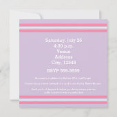 Invitation Baby shower Fille Lavande rose classique moderne l (Dos)