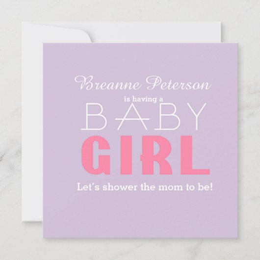 Invitation Baby shower Fille Lavande rose classique moderne l (Devant)
