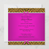 Invitation Baby shower fille léopard haut talon rose Brunette (Dos)