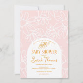 Invitation Baby shower fille marguerite rose (Devant)