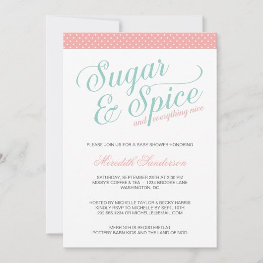 Invitation Baby shower fille mignonne (Devant)