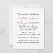 Invitation Baby shower Fille Mignonne Parapluie Violet Avec B (Dos)