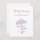 Invitation Baby shower Fille Mignonne Parapluie Violet Avec B (Devant / Derrière)