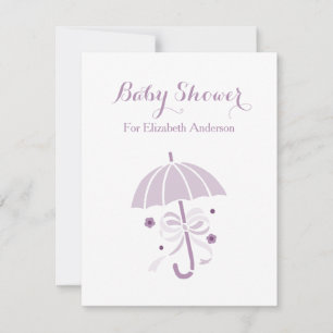 Invitation Baby shower Fille Mignonne Parapluie Violet Avec B