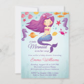 Invitation Baby shower fille mignonne sirène - vio (Devant)