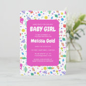 Invitation BABY SHOWER FILLE mignonne Space Rockets Motif PER (Debout devant)