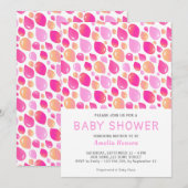 Invitation Baby Shower Fille Motif Ballon Rose  (Devant / Derrière)