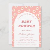 Invitation Baby shower fille Motif Dusty Rose rétro (Devant)