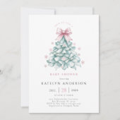 Invitation Baby shower Fille Noël hiver (Devant)