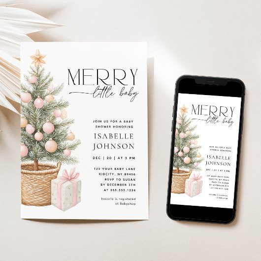 Invitation Baby shower Fille Noël hiver