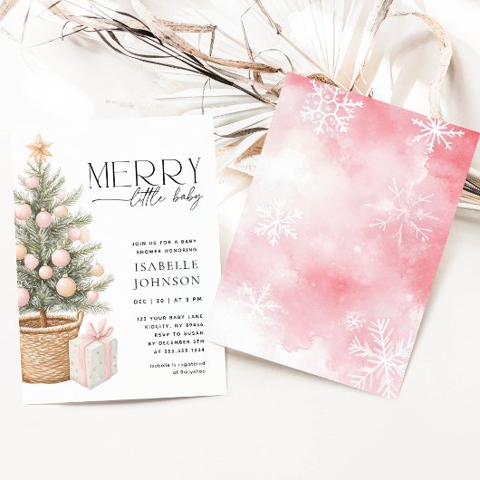 Invitation Baby shower Fille Noël hiver