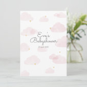 Invitation baby shower fille nuages roses (Debout devant)