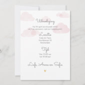 Invitation baby shower fille nuages roses (Dos)