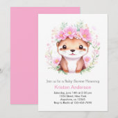 Invitation Baby shower Fille Otter Rose Cute (Devant / Derrière)