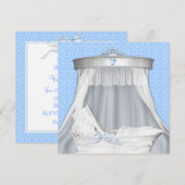 Invitation Baby Shower Fille ou Garçon Berceau Bleu (Devant / Derrière)