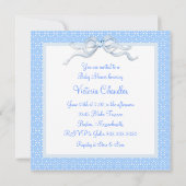 Invitation Baby Shower Fille ou Garçon Berceau Bleu (Dos)