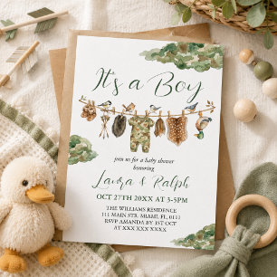 Invitation Baby-Shower Fille ou Garçon Chasse