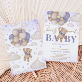 Invitation Baby Shower Fille Ours Boho Violet