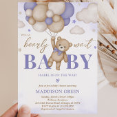 Invitation Baby Shower Fille Ours Boho Violet