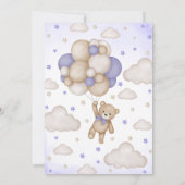 Invitation Baby Shower Fille Ours Boho Violet (Dos)