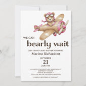 Invitation Baby shower fille ours en peluche rose (Devant)