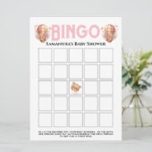 Invitation  Baby Shower Fille Ourson Ballon Rose Bingo  (Debout devant)