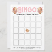 Invitation  Baby Shower Fille Ourson Ballon Rose Bingo  (Devant)