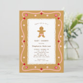 Invitation Baby shower fille pain d'épices (Debout devant)