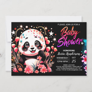 Invitation Baby shower fille Panda Bliss en bambou enchanté