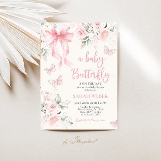 Invitation Baby Shower Fille Papillon