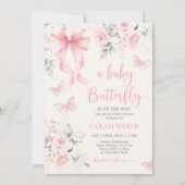 Invitation Baby Shower Fille Papillon (Devant)